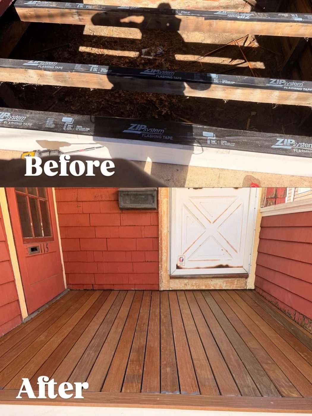 Porch floor before and after