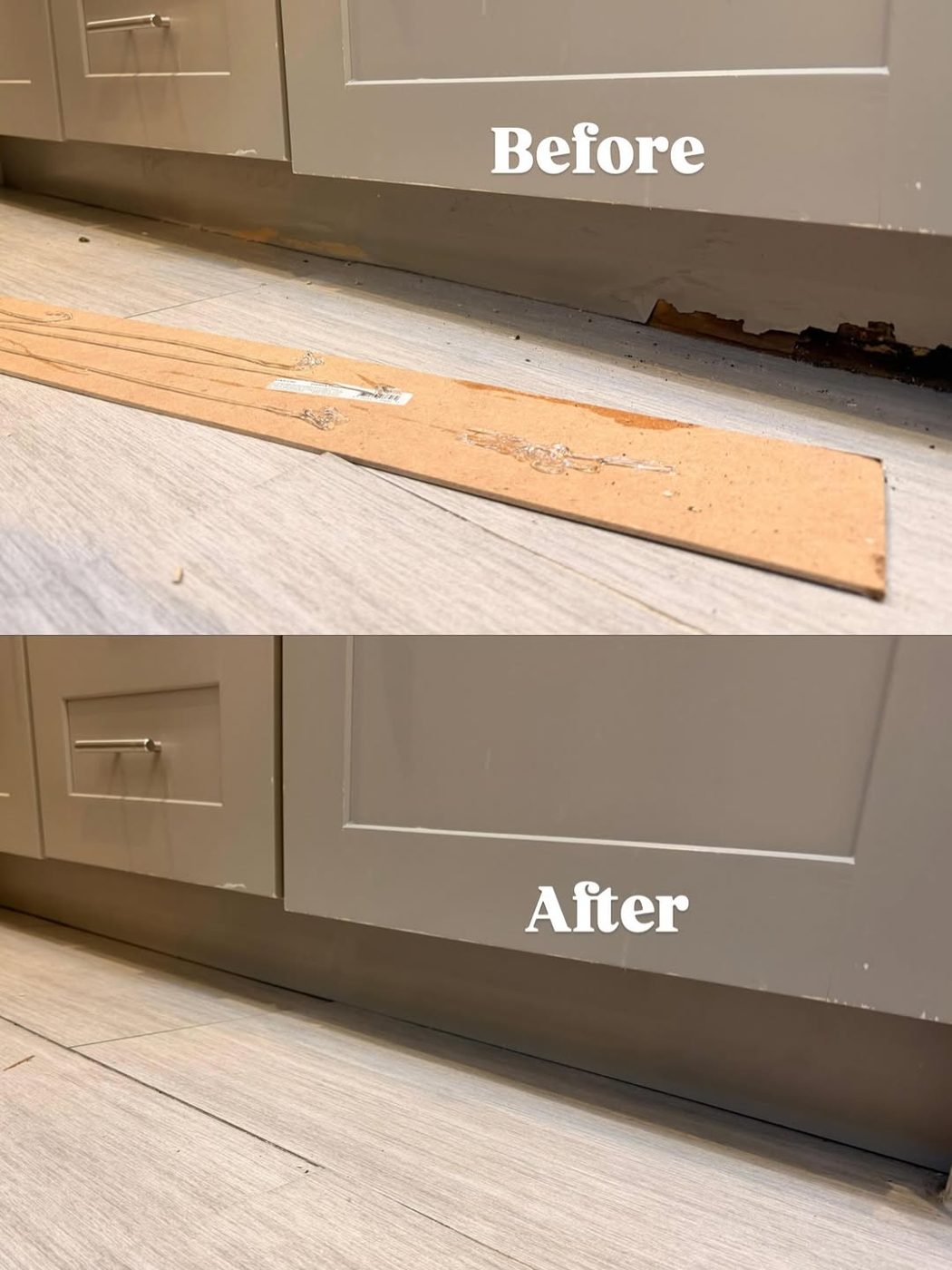 Kitchen floor before and after