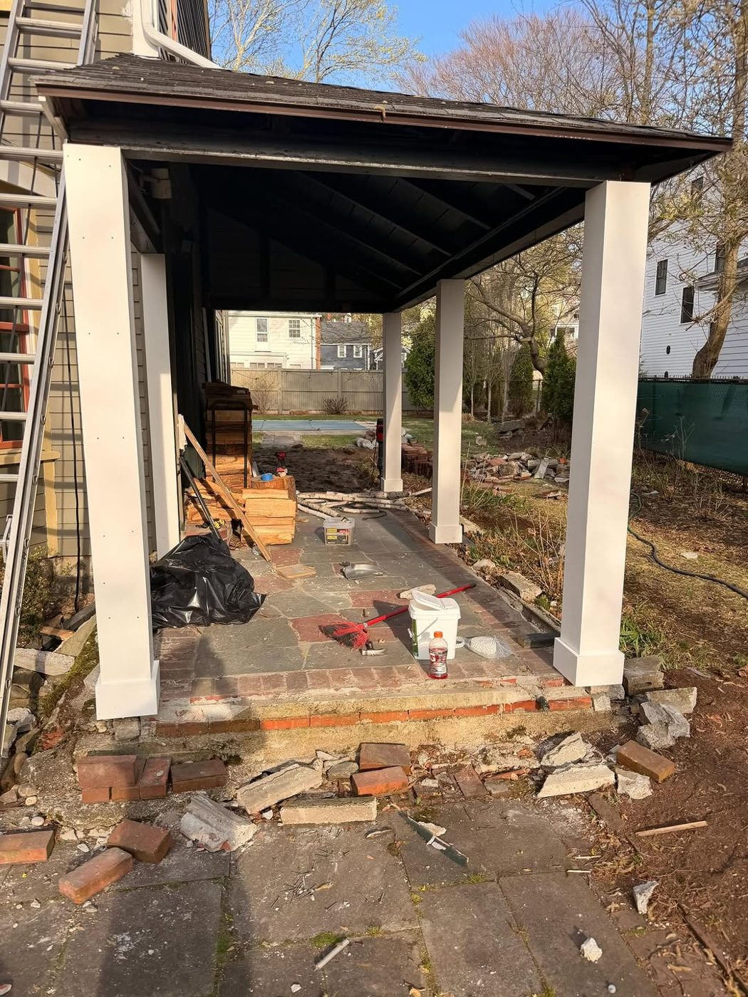 Covered porch under construction