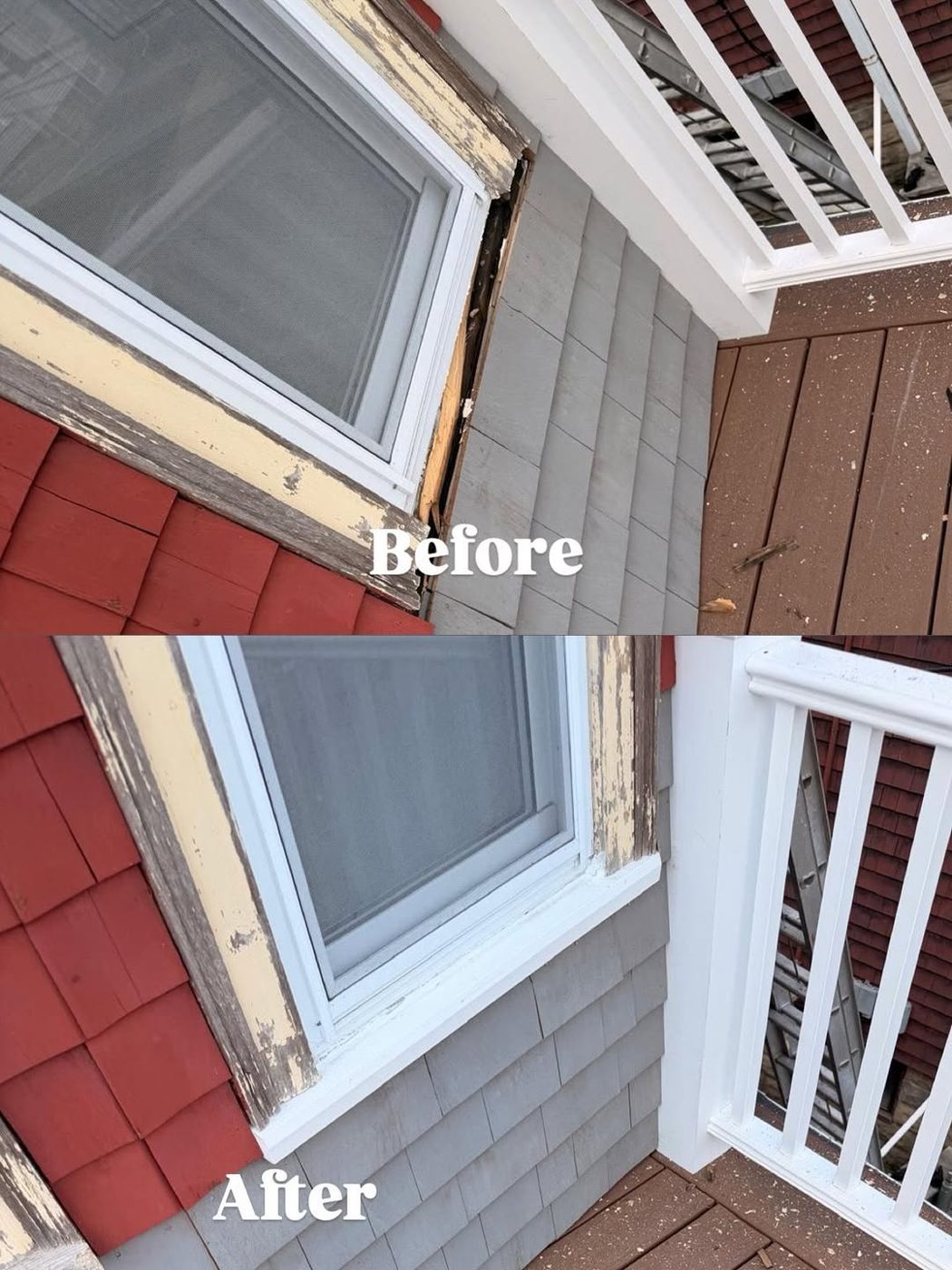 Exterior wall before and after painting