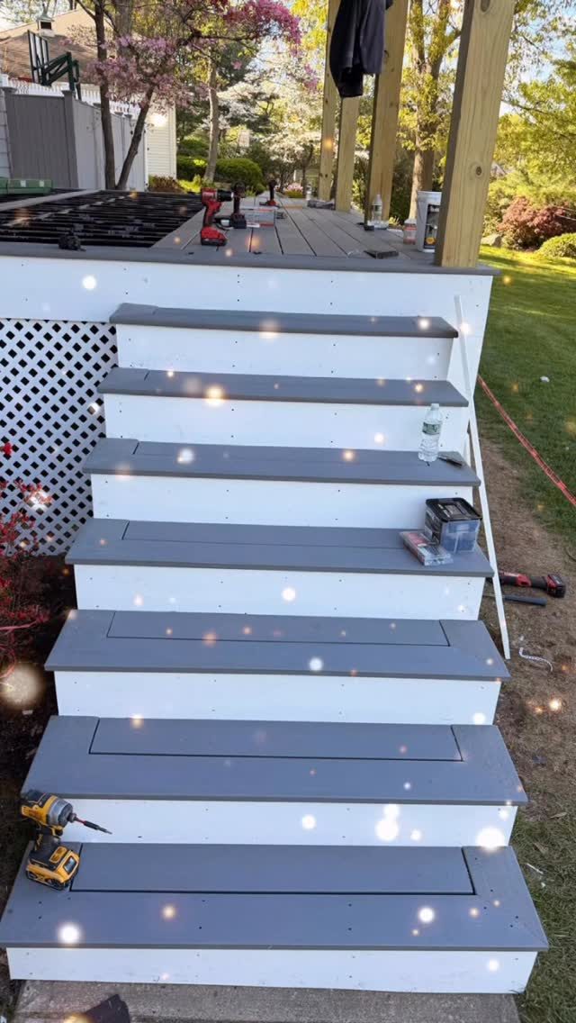 Gray and white exterior stairs